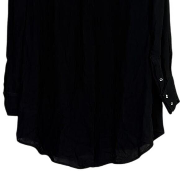 J.Crew Keyhole Puff Long Sleeve Drapey Crepe Blouse Button Closure L Black #4128 - Picture 7 of 15